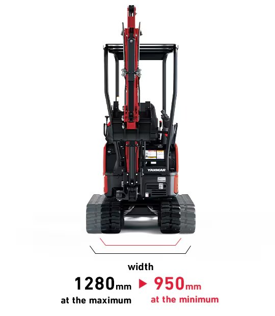 ViO17-1 adjustable tracks: 1,280mm maximum to 950mm minimum width